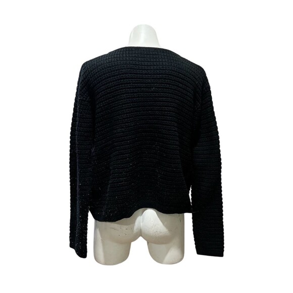 Pretty Garden Chic Cardigan Sweater Womens Size XL Black Textured Knit - Picture 3 of 7